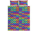 Colorful Cassette Tape Print Quilt Bed Set