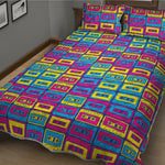 Colorful Cassette Tape Print Quilt Bed Set