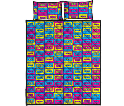 Colorful Cassette Tape Print Quilt Bed Set