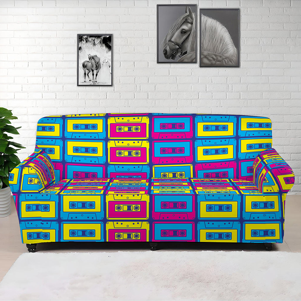 Colorful Cassette Tape Print Sofa Cover