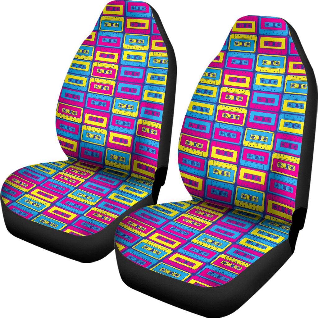 Colorful Cassette Tape Print Universal Fit Car Seat Covers