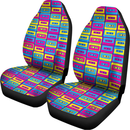 Colorful Cassette Tape Print Universal Fit Car Seat Covers
