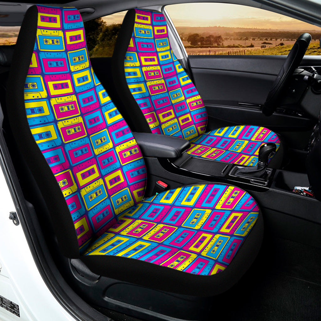 Colorful Cassette Tape Print Universal Fit Car Seat Covers