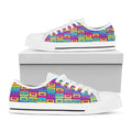 Colorful Cassette Tape Print White Low Top Sneakers