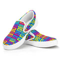 Colorful Cassette Tape Print White Slip On Sneakers