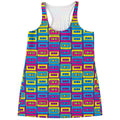 Colorful Cassette Tape Print Women's Racerback Tank Top