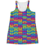 Colorful Cassette Tape Print Women's Racerback Tank Top