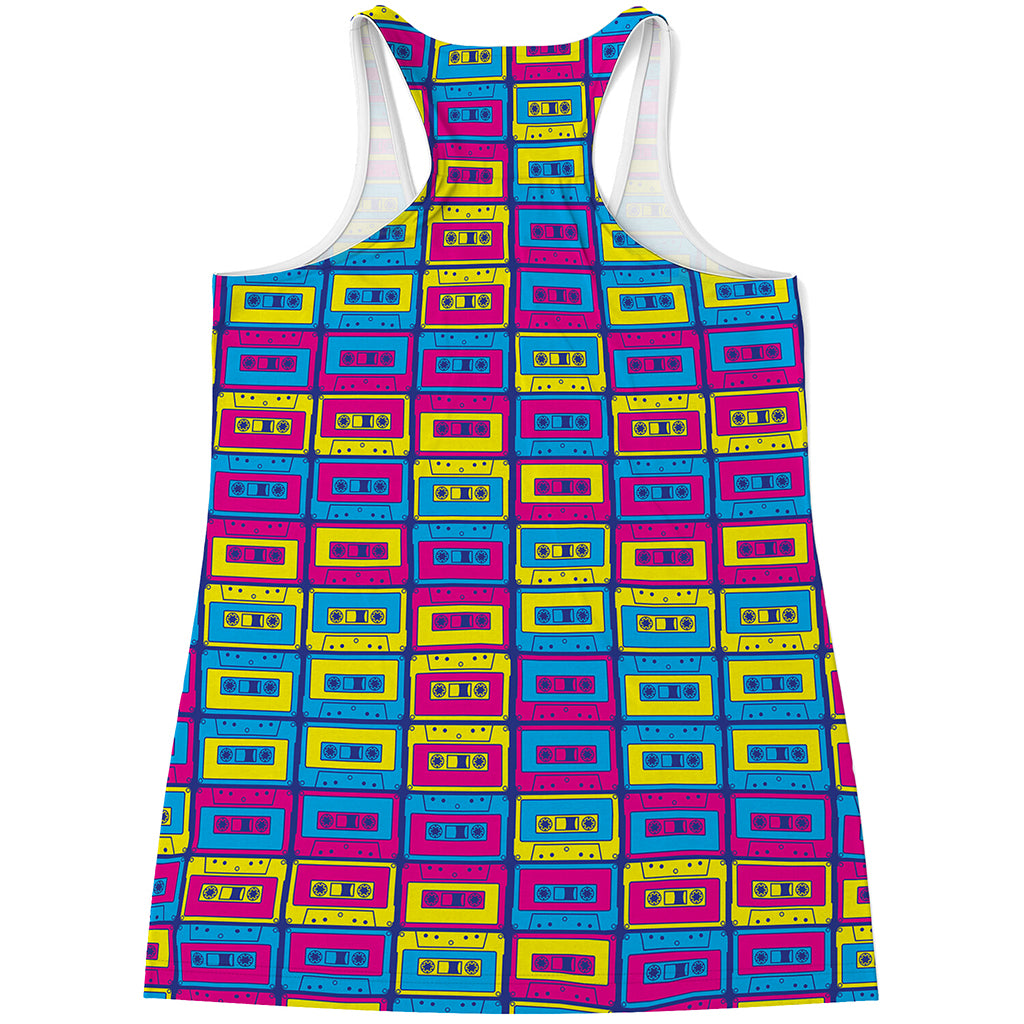 Colorful Cassette Tape Print Women's Racerback Tank Top