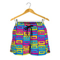 Colorful Cassette Tape Print Women's Shorts