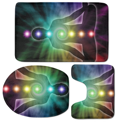 Colorful Chakras Aura Print 3 Piece Bath Mat Set