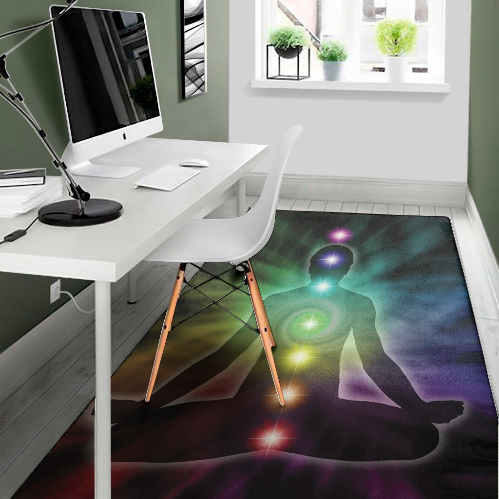 Colorful Chakras Aura Print Area Rug
