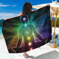 Colorful Chakras Aura Print Beach Sarong Wrap