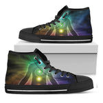 Colorful Chakras Aura Print Black High Top Shoes