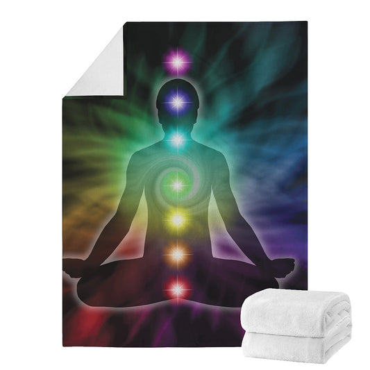 Colorful Chakras Aura Print Blanket