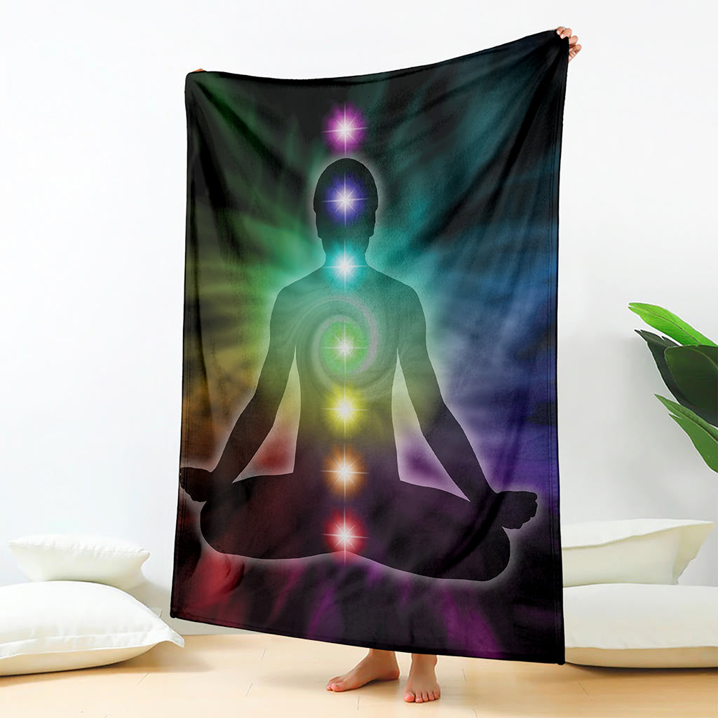 Colorful Chakras Aura Print Blanket