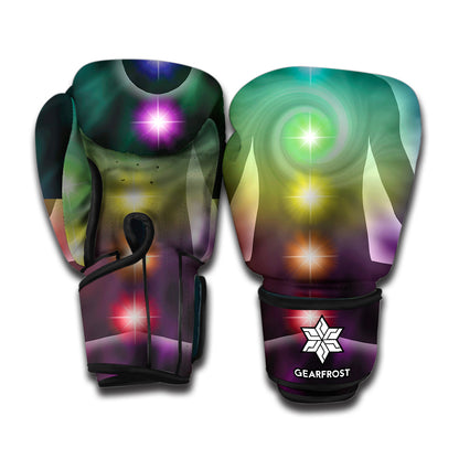 Colorful Chakras Aura Print Boxing Gloves