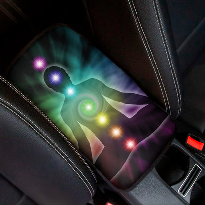 Colorful Chakras Aura Print Car Center Console Cover