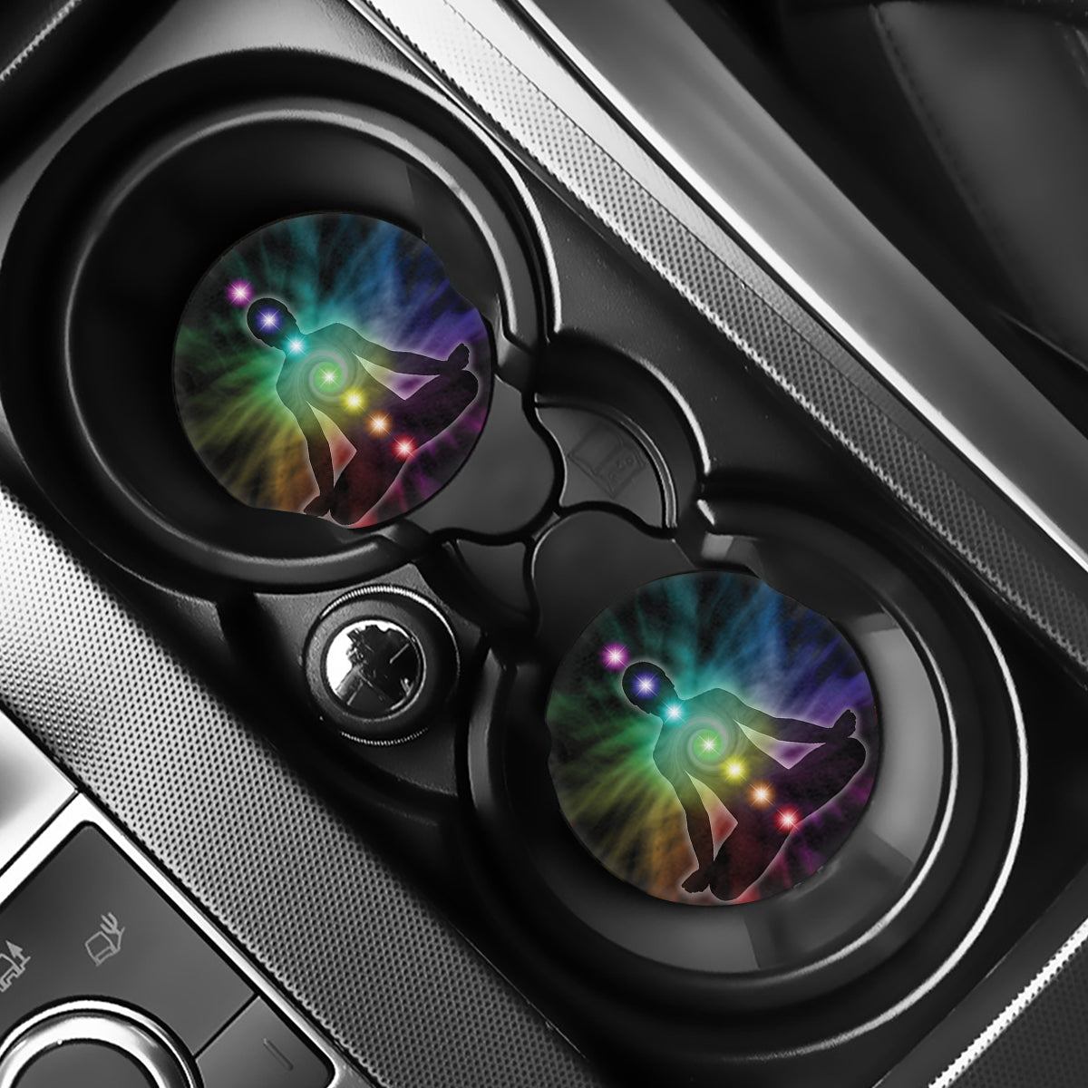 Colorful Chakras Aura Print Car Coasters