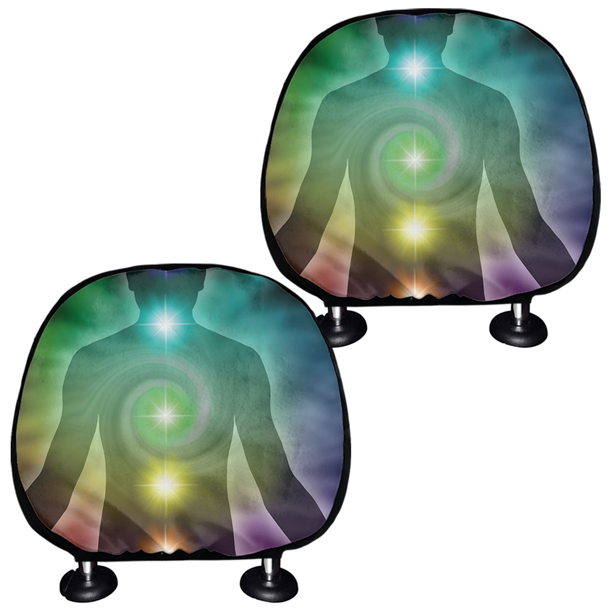 Colorful Chakras Aura Print Car Headrest Covers