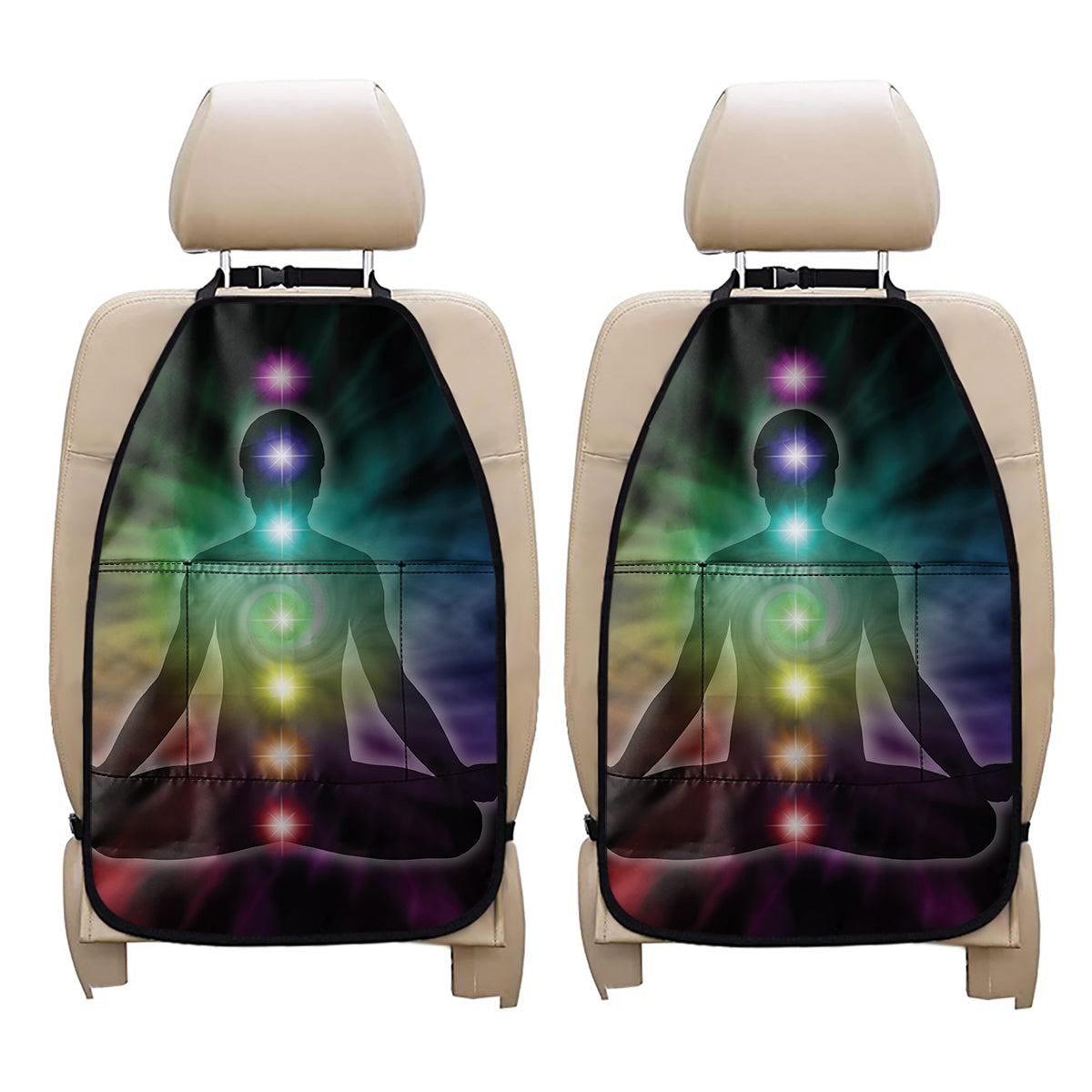 Colorful Chakras Aura Print Car Seat Organizers