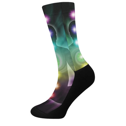 Colorful Chakras Aura Print Crew Socks
