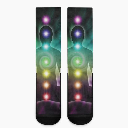 Colorful Chakras Aura Print Crew Socks