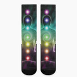 Colorful Chakras Aura Print Crew Socks