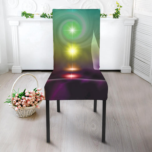 Colorful Chakras Aura Print Dining Chair Slipcover