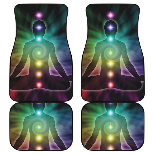 Colorful Chakras Aura Print Front and Back Car Floor Mats