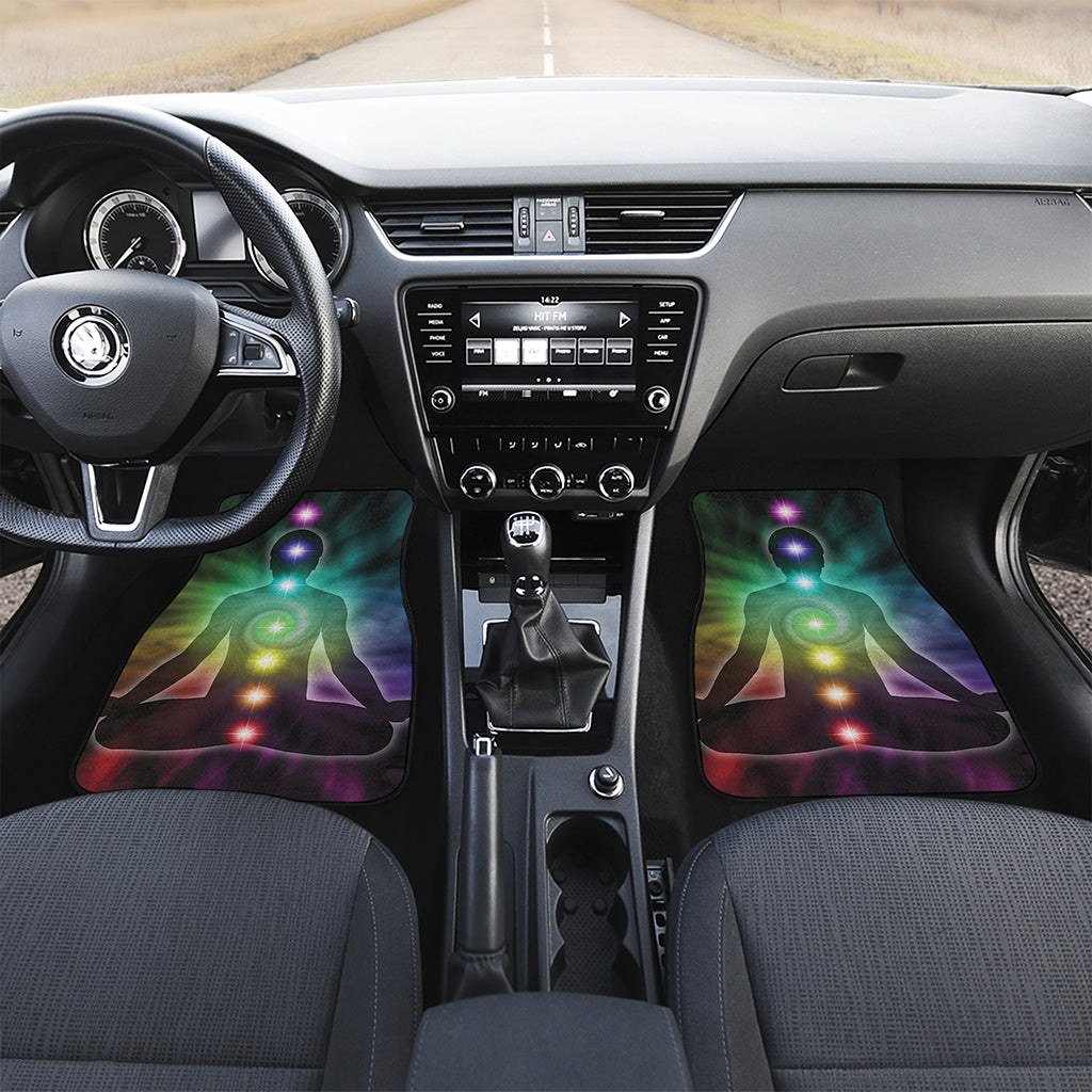 Colorful Chakras Aura Print Front and Back Car Floor Mats