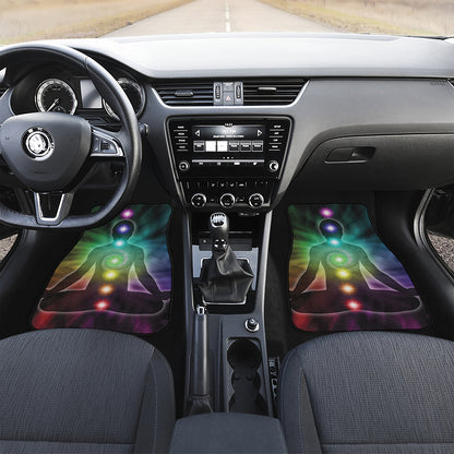Colorful Chakras Aura Print Front and Back Car Floor Mats