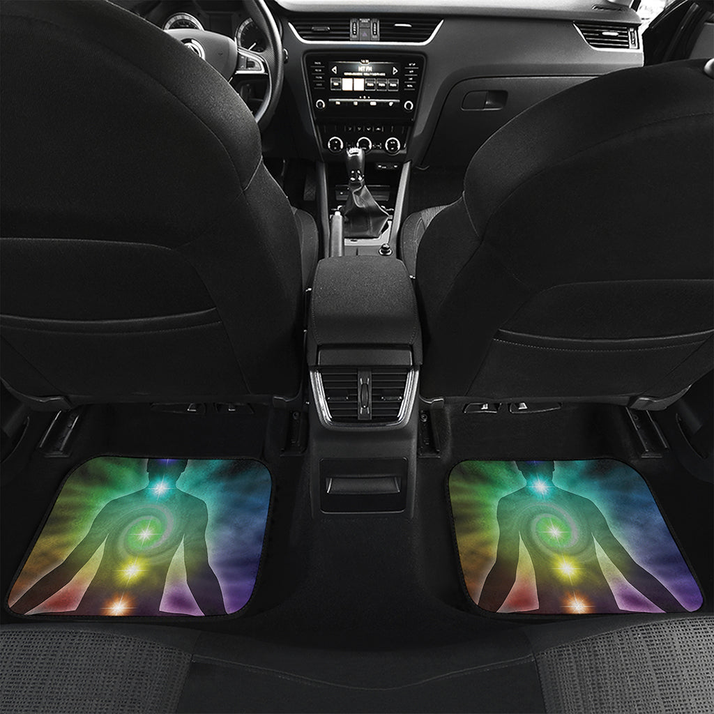Colorful Chakras Aura Print Front and Back Car Floor Mats