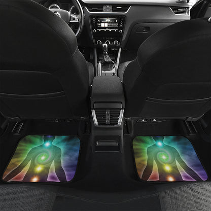 Colorful Chakras Aura Print Front and Back Car Floor Mats