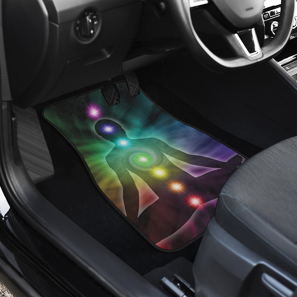 Colorful Chakras Aura Print Front and Back Car Floor Mats