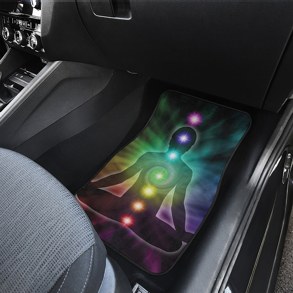 Colorful Chakras Aura Print Front and Back Car Floor Mats