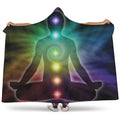 Colorful Chakras Aura Print Hooded Blanket