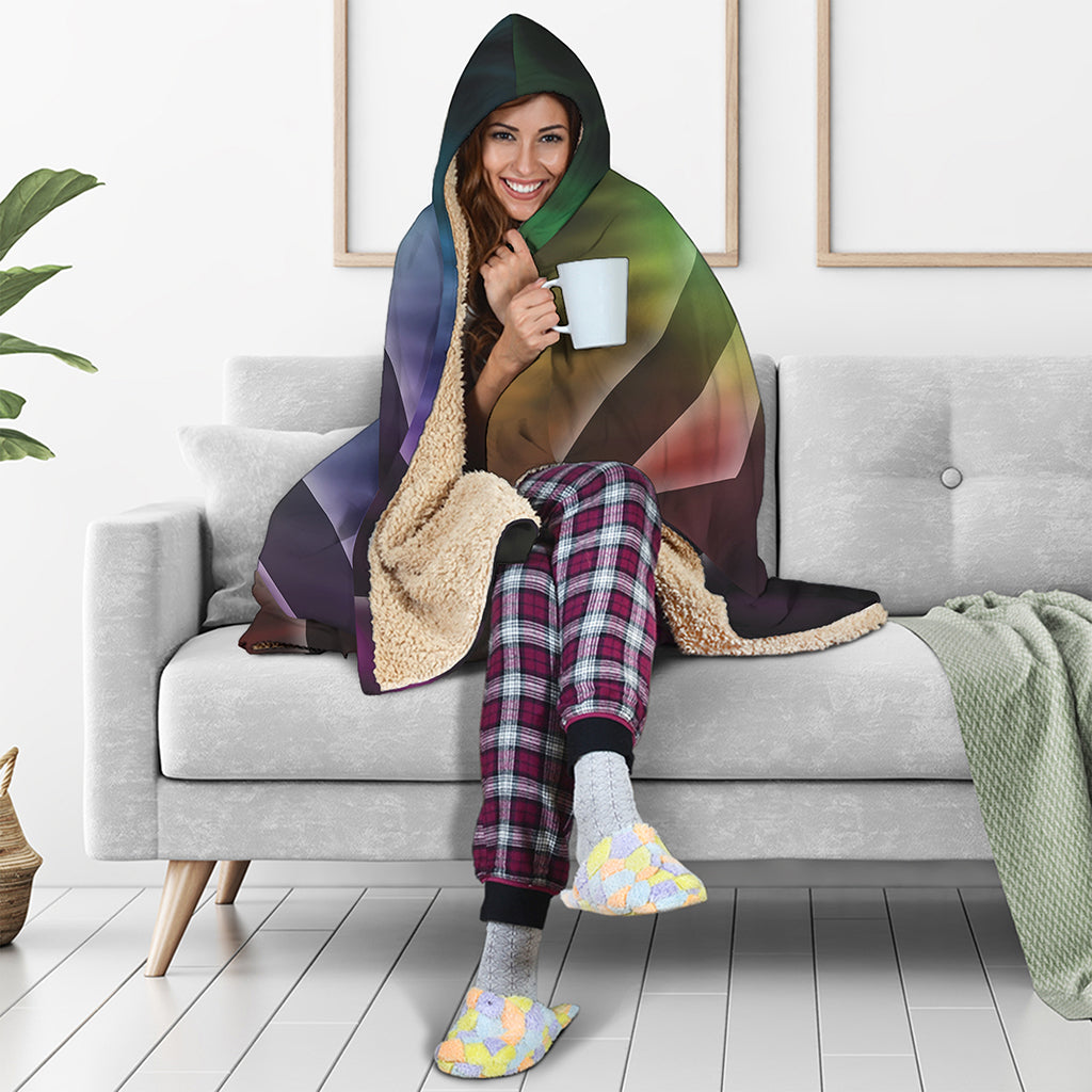 Colorful Chakras Aura Print Hooded Blanket