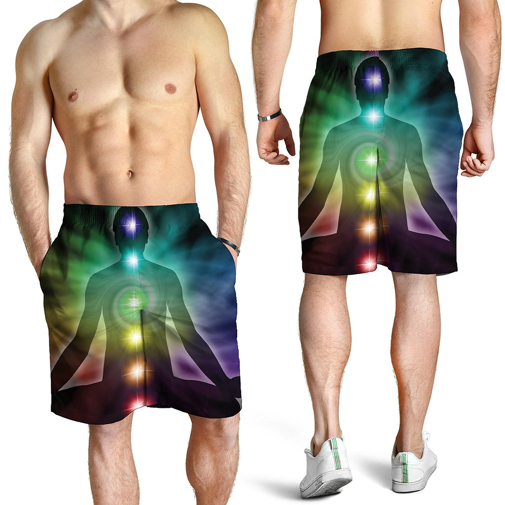 Colorful Chakras Aura Print Men's Shorts