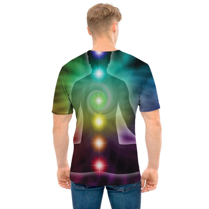 Colorful Chakras Aura Print Men's T-Shirt