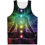Colorful Chakras Aura Print Men's Tank Top
