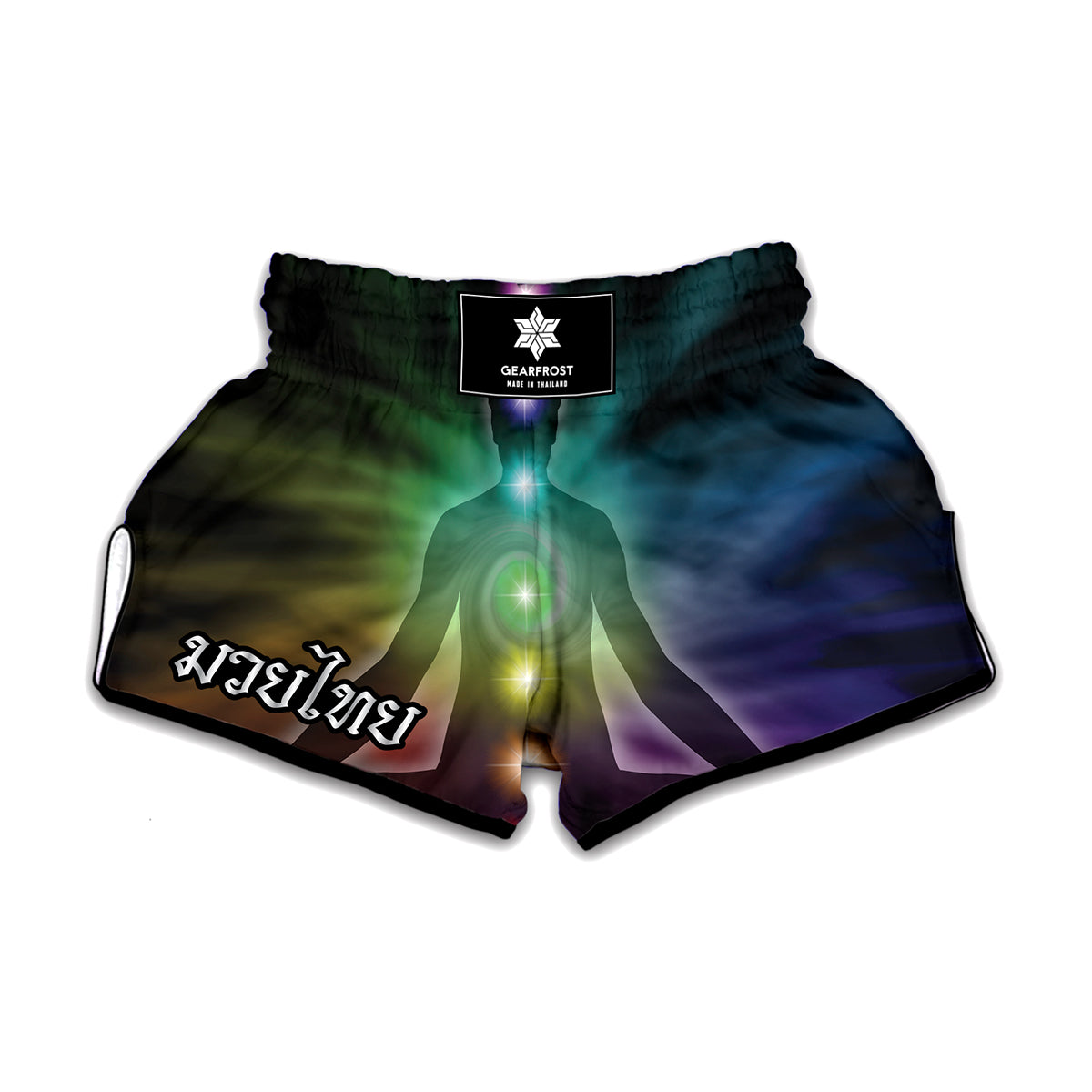 Colorful Chakras Aura Print Muay Thai Boxing Shorts