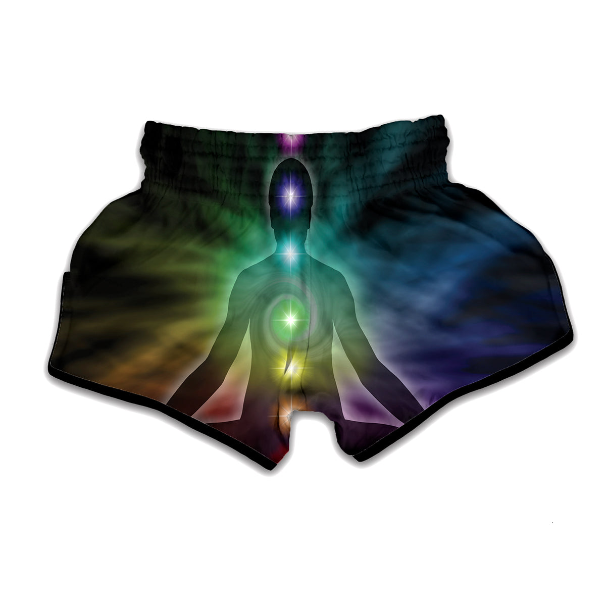 Colorful Chakras Aura Print Muay Thai Boxing Shorts