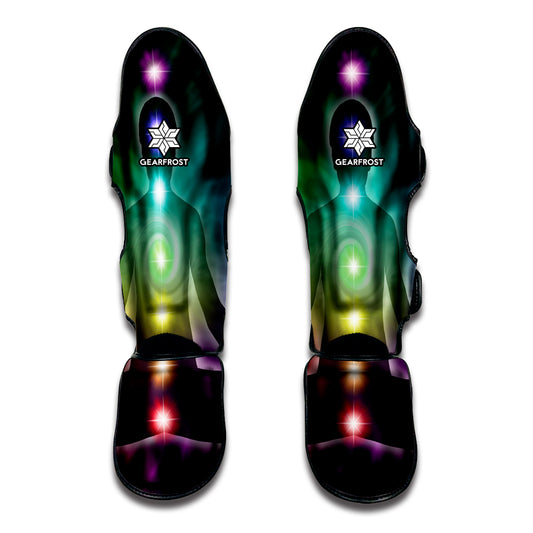 Colorful Chakras Aura Print Muay Thai Shin Guard
