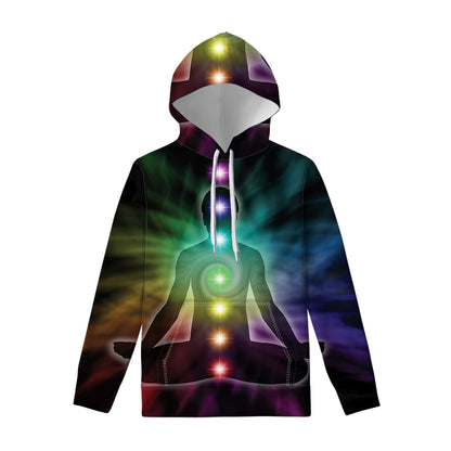 Colorful Chakras Aura Print Pullover Hoodie