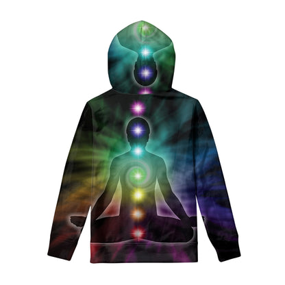 Colorful Chakras Aura Print Pullover Hoodie