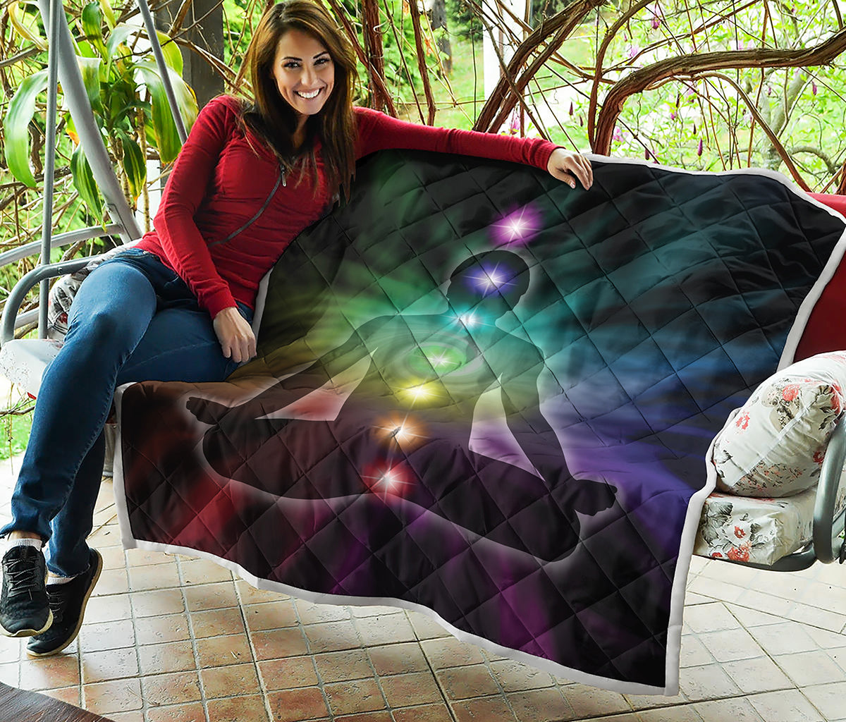 Colorful Chakras Aura Print Quilt