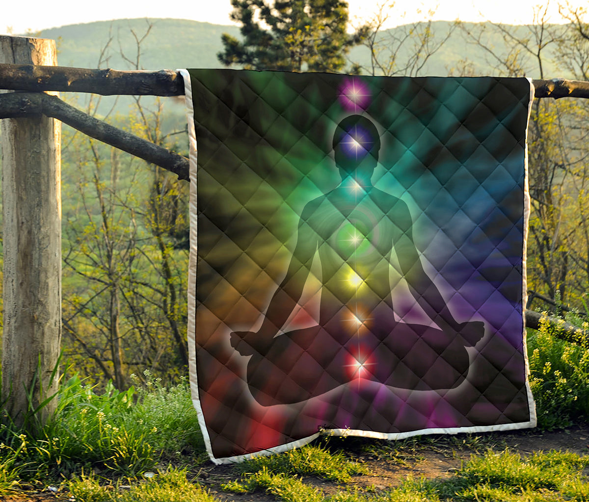Colorful Chakras Aura Print Quilt