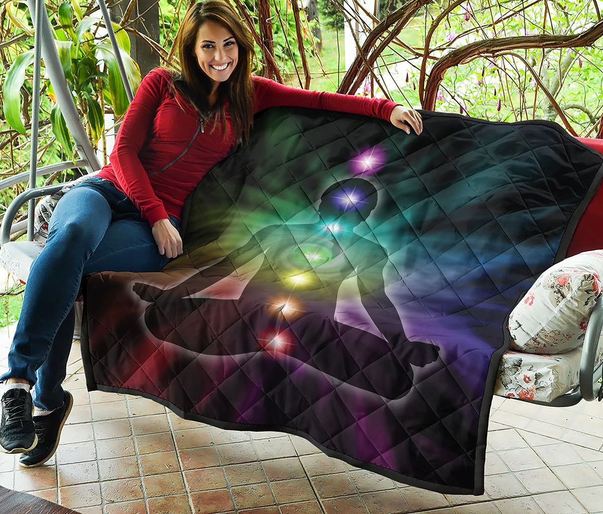 Colorful Chakras Aura Print Quilt