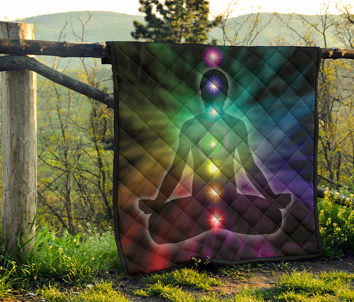 Colorful Chakras Aura Print Quilt