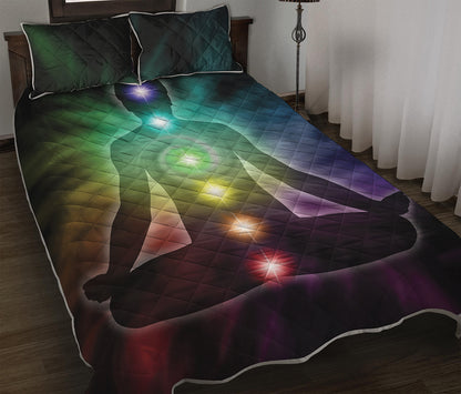 Colorful Chakras Aura Print Quilt Bed Set
